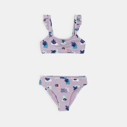 شورت سباحة مطبوع قطعتان بنفسجي للفتيات